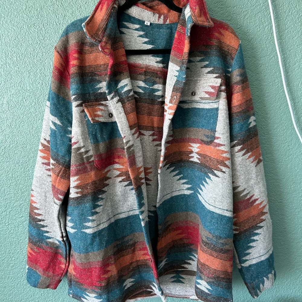 Oversized aztec shacket